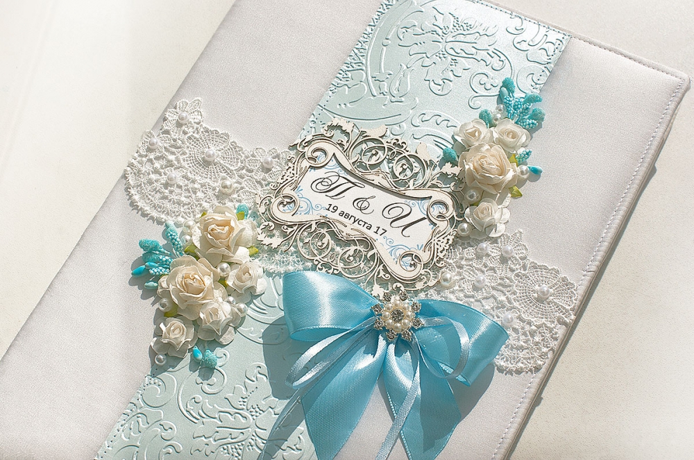 Папка для свидетельства о браке в голубом цвете Lillas.ru