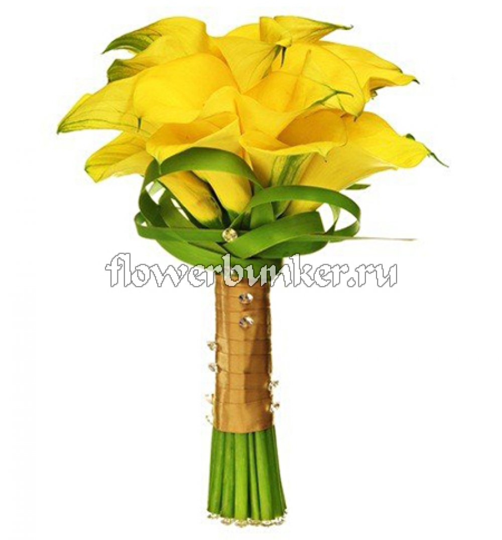 Свадебный букет "Сапфир"
Состав: Букет на своих ногах, калла 19шт., аспидистра, декор.
Размер: D22*H22 см.