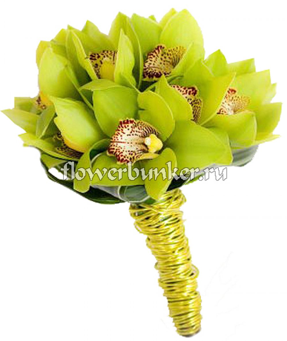 Букет невесты "Конго"
Состав: орхидея цимбидиум, аспидистра, пробирки, декор