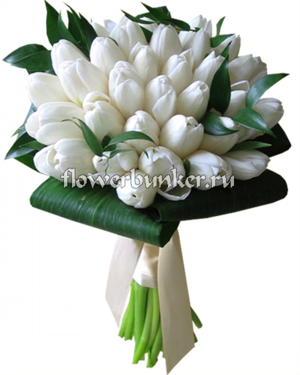 Свадебный букет из белых тюльпанов