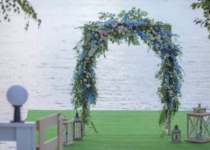 Свадебная арка с дельфиниумами