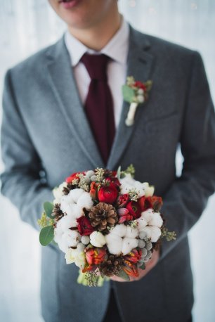 Зимний букет с хлопком