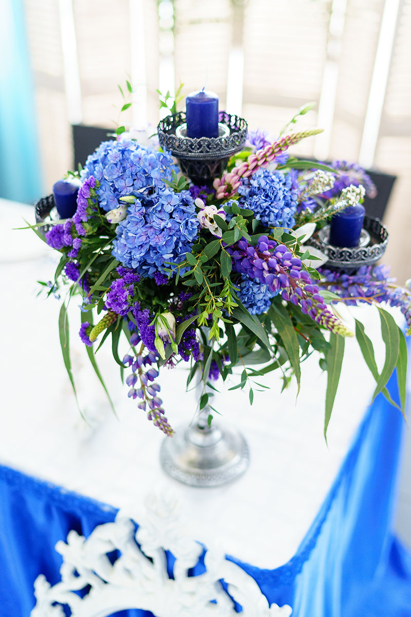 Оформление свадьбы в синем цвете 2016.01.09 в ресторане "Аквамарин"