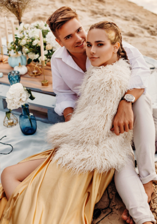 фотосессия love story на берегу, флористика BE INSPIRED