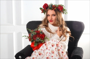 Яркий зимний образ невесты