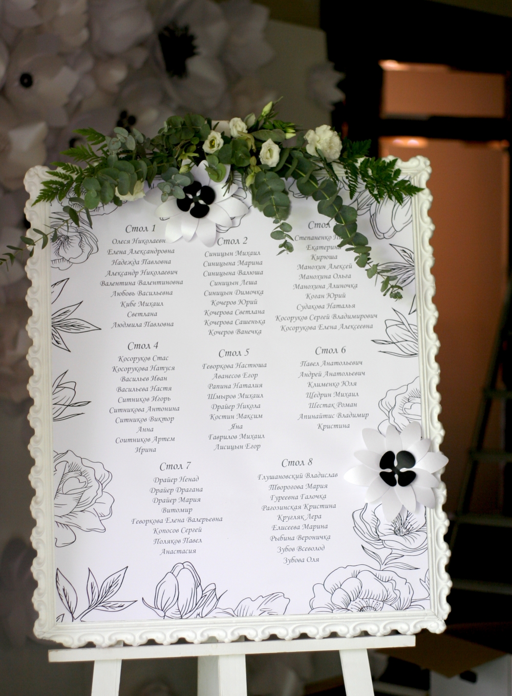 Рассадка для гостей с цветами и мольбертом (аренда) - 3500р.