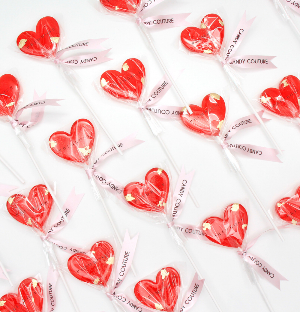 Леденцы с логотипом компании на 14 февраля