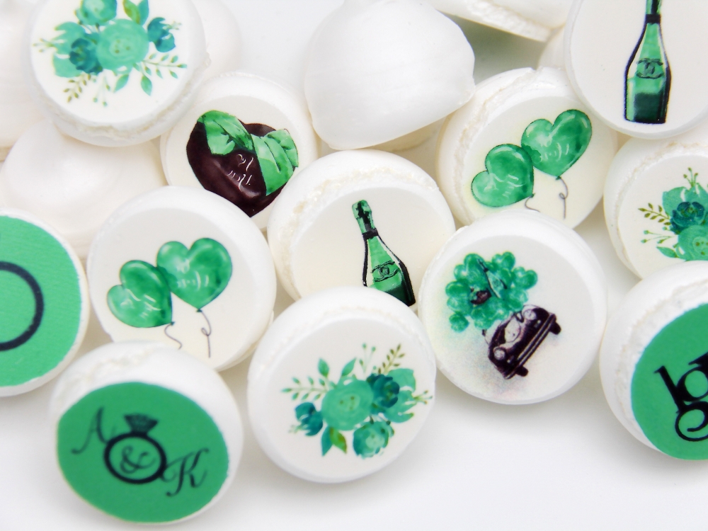 Меренги с изображениями. Комплимент для гостей на свадьбе.