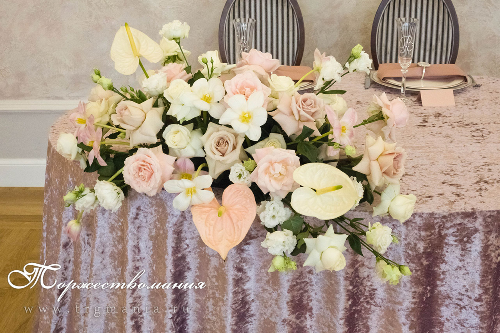 красивое свадебное оформление зала, свадьба года 2019, украшение президиума