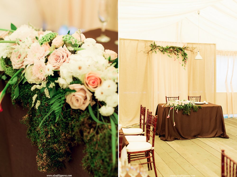 Оформление стола молодоженов