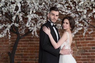 Белоснежные сакуры для свадебной съемки