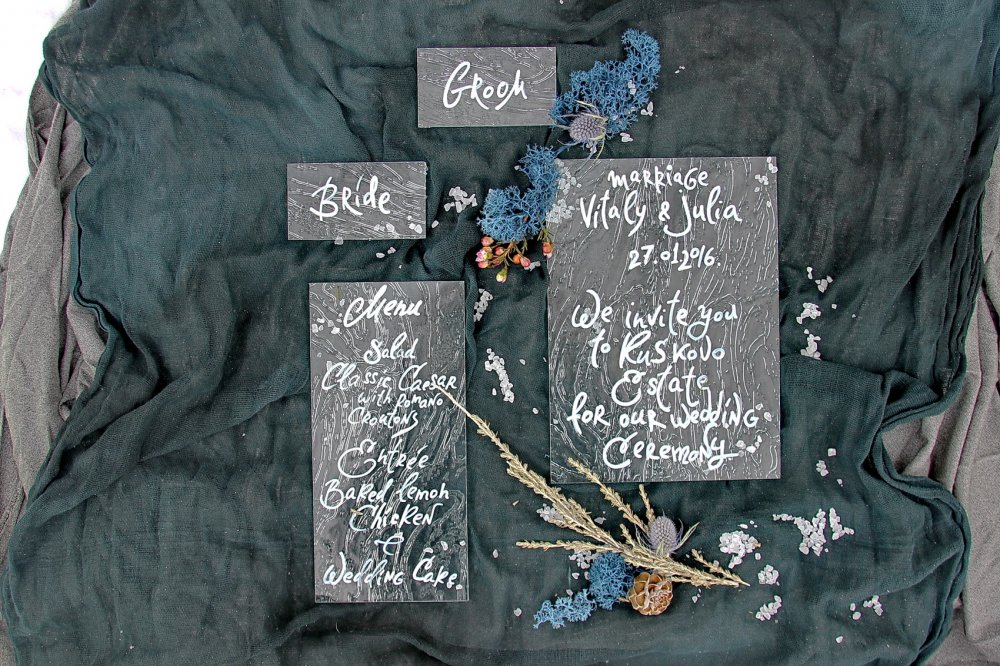 свадебная полиграфия на стекле