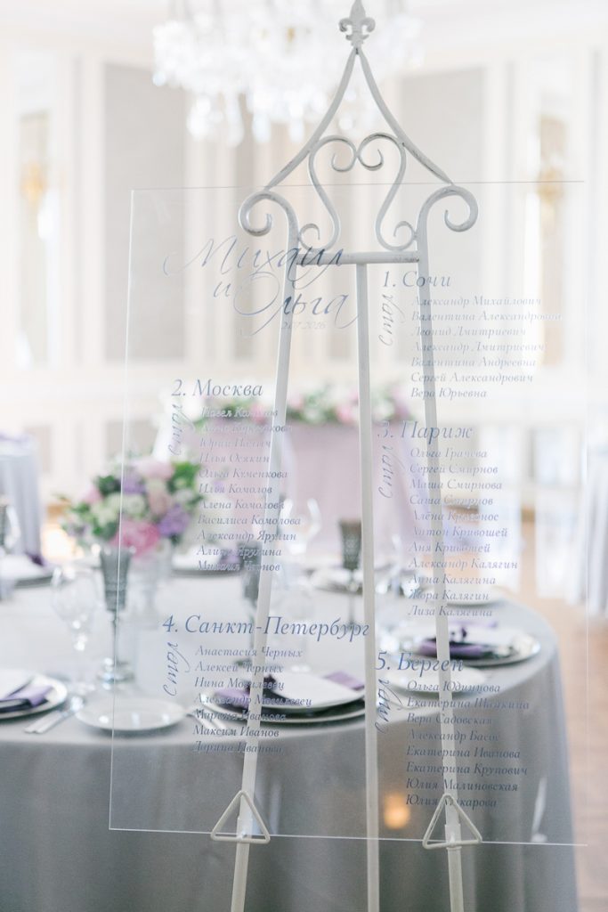 План рассадки, выполненый печатью по оргстеклу.