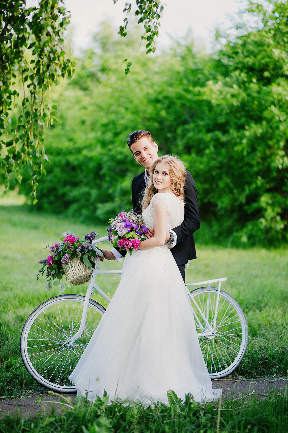 Свадебные фото с велосипедом