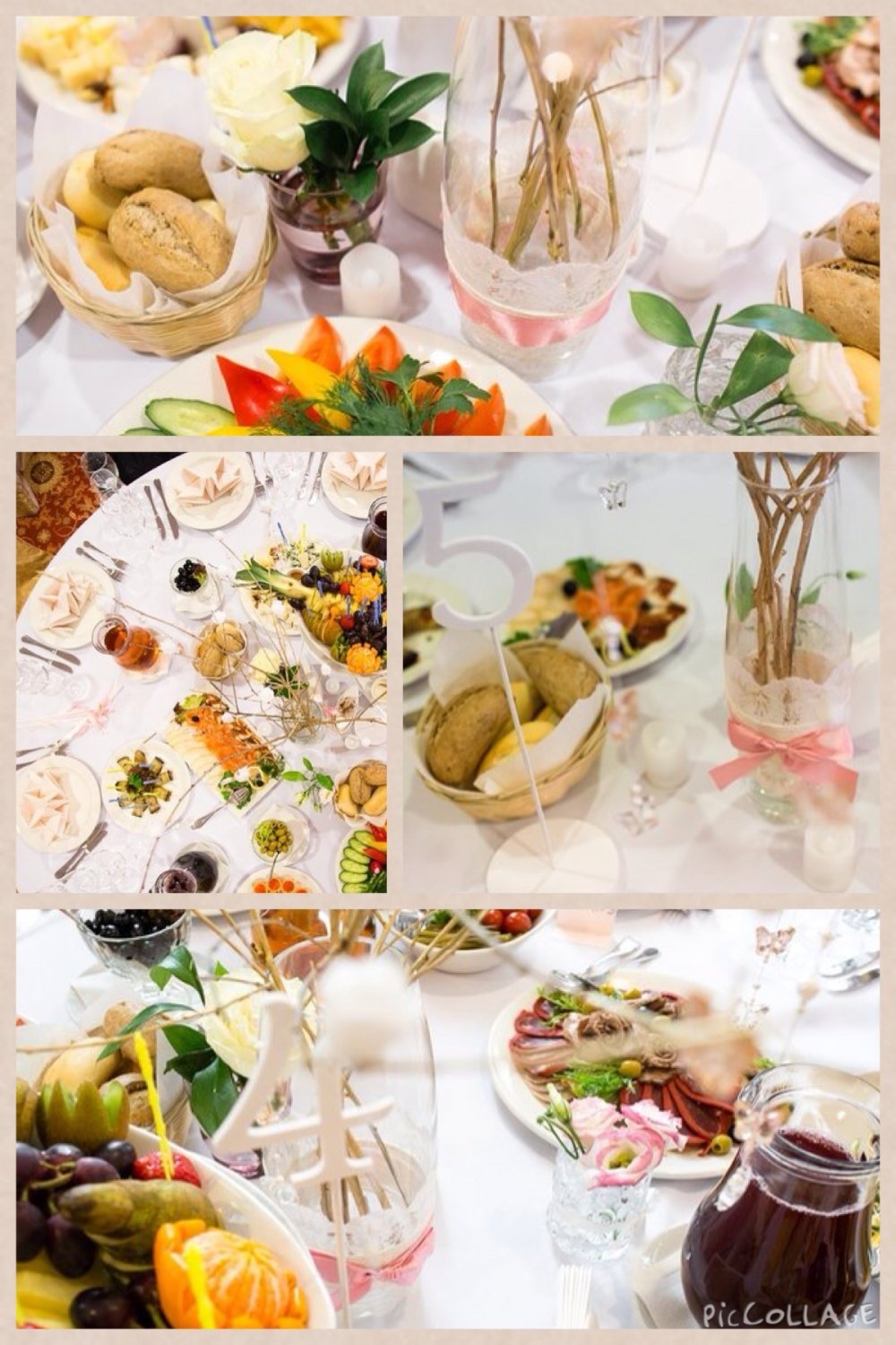 Оформление столов гостей (декорированные вазочки, свечи, номерки)