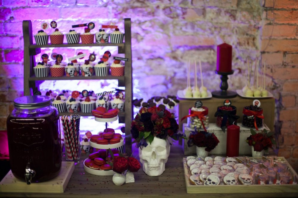 оформление кэнди бара для свадебной Рок-вечеринки