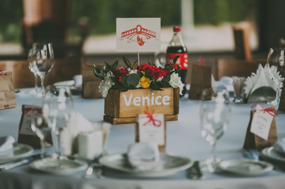 Оформление стола на свадьбе путешественников