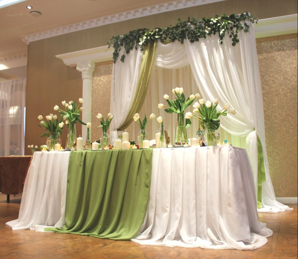Декорации на свадьбу стол молодоженов
