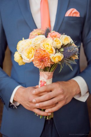 Желтый букет невесты