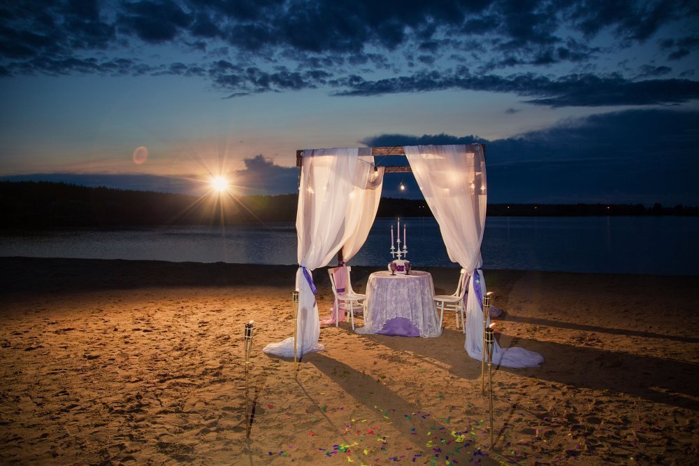 вечерняя свадебная фотосессия на пляже