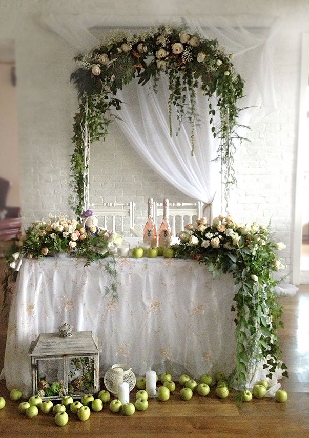 Растительность в декоре свадебного стола