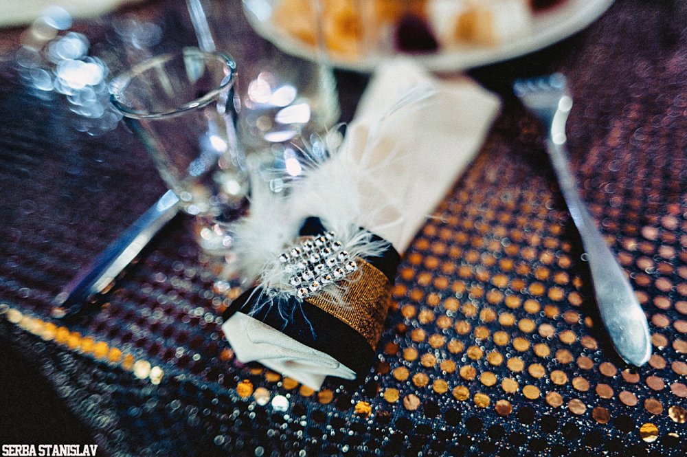 Оформление салфетки, свадьба в стиле Великий Гэтсби
