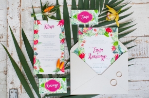 Полиграфия для сочной тропической свадьбы