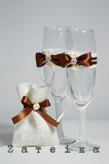 Свадебные бокалы для шампанского/украшение на/фужеры для молодоженов на свадьбу