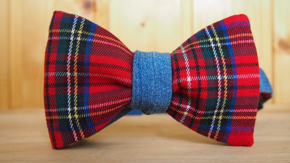 Двусторонний галстук-бабочка (клетка + джинса)