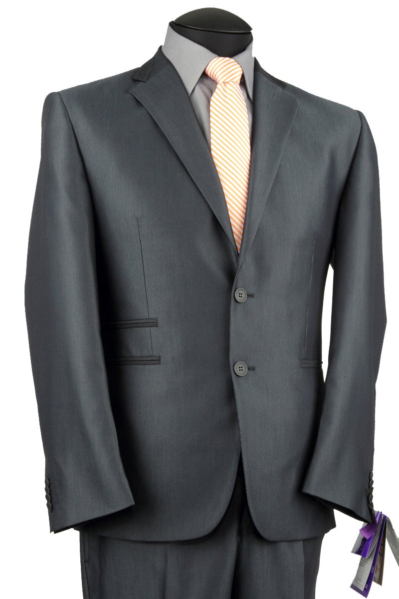 Классический костюм премиум класса, Slim fit (прилегающий) силуэт. Ткань серого цвета с микродизайном. Пиджак застёгивается на 2 петли и пуговицы, 3 боковых кармана в рамку, по спинке 1 шлица. Отделка воротника, обтачки карманов изготовлены из однотонной ткани компаньона. На подкладке обработано 3 кармана, 1 застёгивается на пуговицу, сама подкладка оригинального цветового решения и дизайна. Брюки с слегка заниженной талией, прямого покроя с традиционной застежкой, ширина брюк по низу = 19 см. На поясе предусмотрены шлевки для ремня. Стильный и элегантный вариант для делового мужчины.