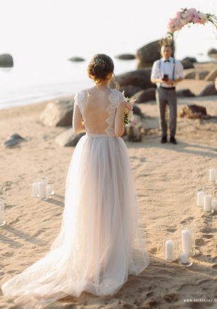 камерная свадьба на пляже, макияж и прическа ВЕРОНИКА ХАРЛАМОВА