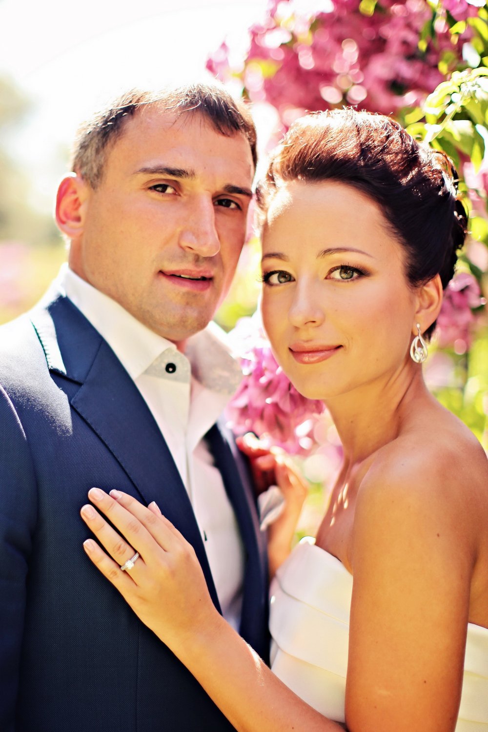 a light make up and an elegant updo