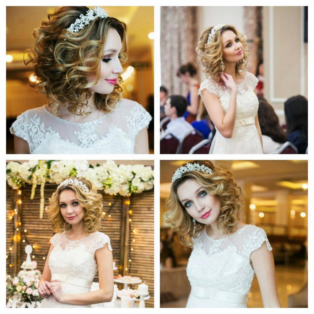 уложенные локоны в форме каре