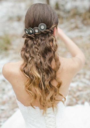 свадебные прически для длинных волос,  французское плетение, стилист ELEN WHITE
