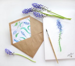 Конверт крафт с цветочным рисунком