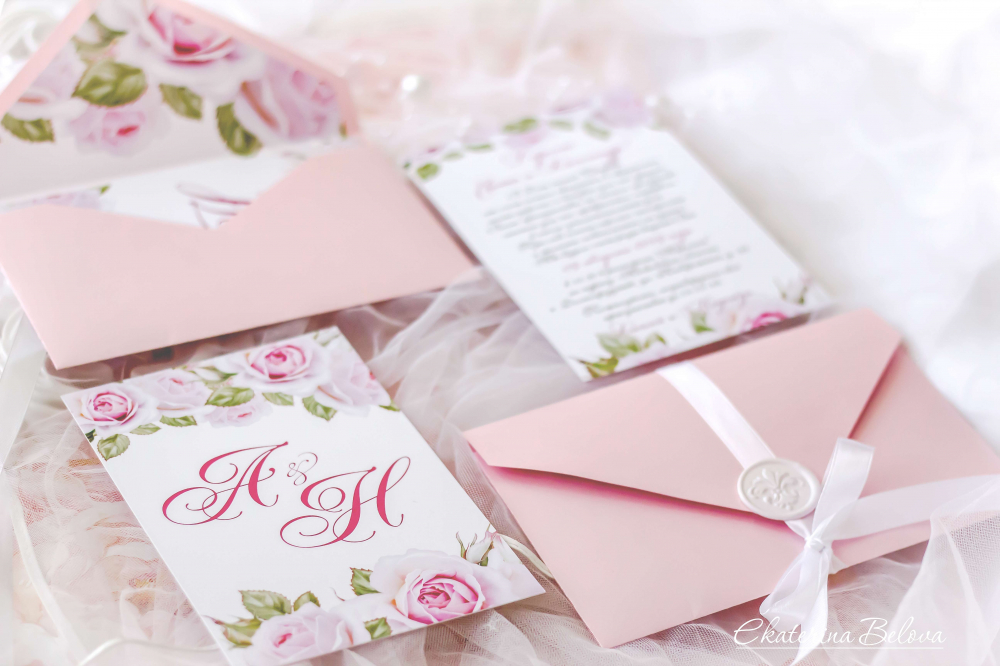 Приглашение на свадьбу в конверте, стоимость 130 руб/шт