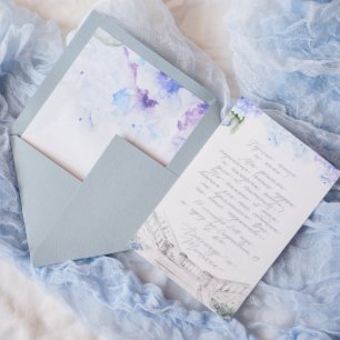 Пригласительное с акварельным рисунком места, где проходила церемония