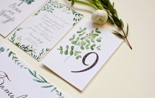 Полиграфия с ручной каллиграфией для свадьбы в стиле рустик