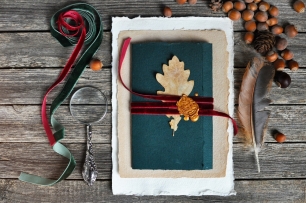 Осенний комплект. Бумага ручного отлива, ореховые чернила.