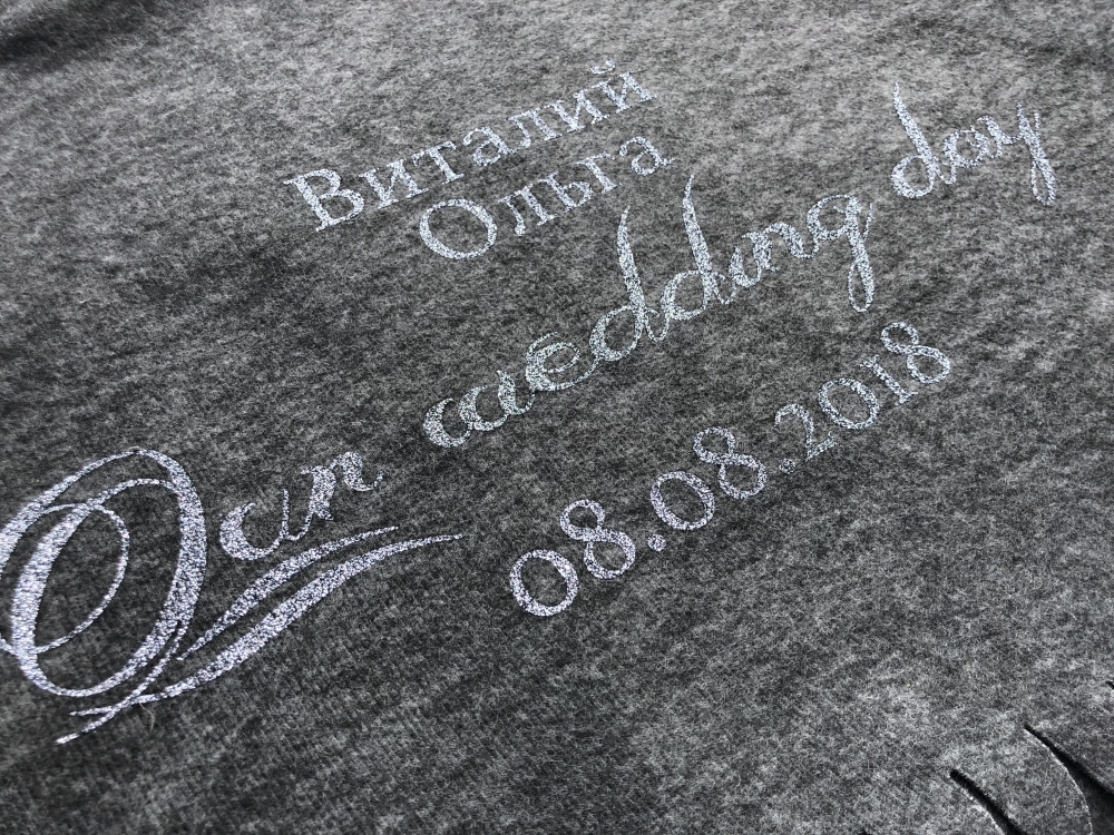 Подарочный плед для молодоженов. Полноразмерный принт с именами и датой свадьбы. 