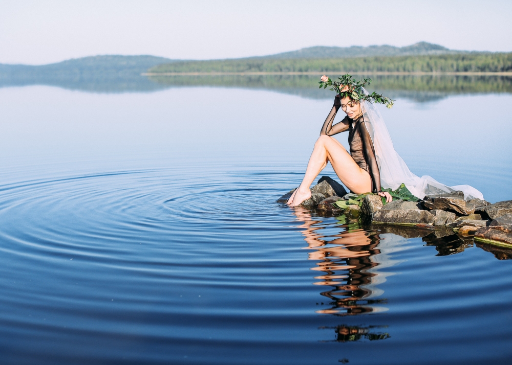 утро невесты на озере
