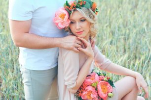 Персиковая гамма в образе невесты