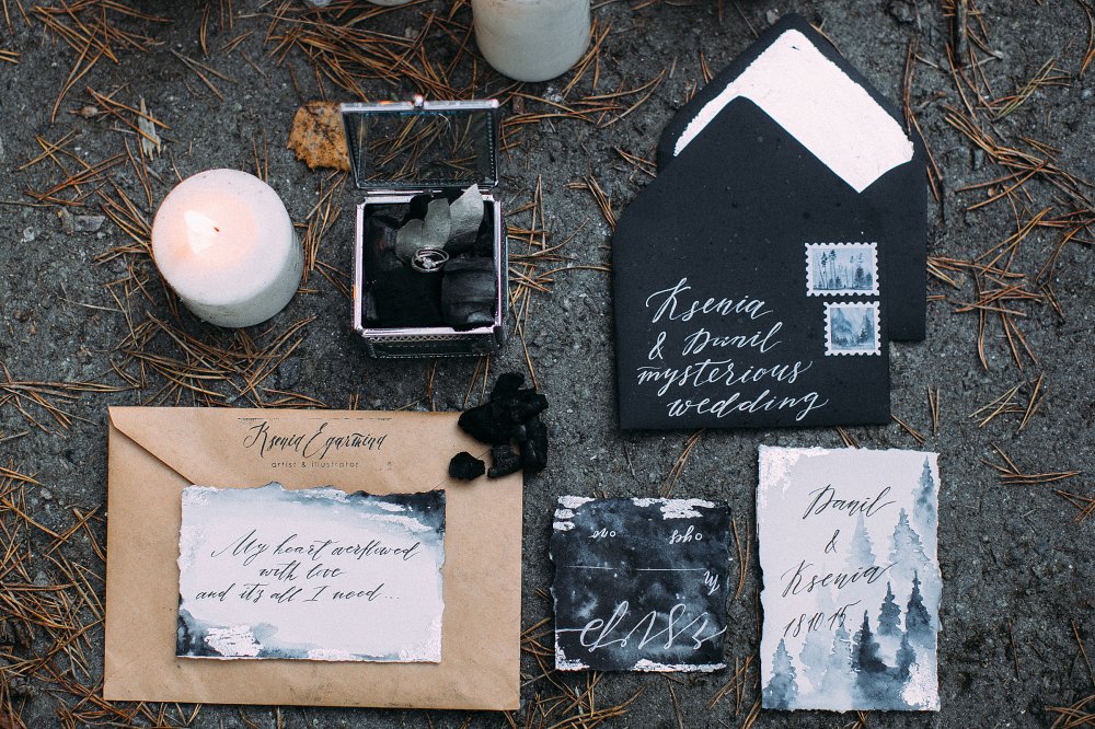 Зимняя свадебная фотосессия с совами.