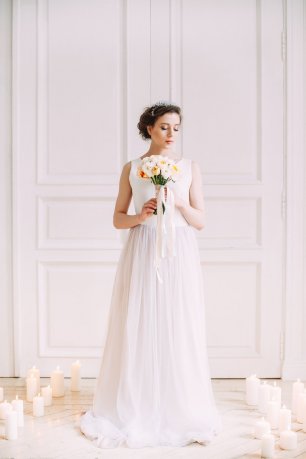 Нежный образ невесты. Платье с воздушной юбкой