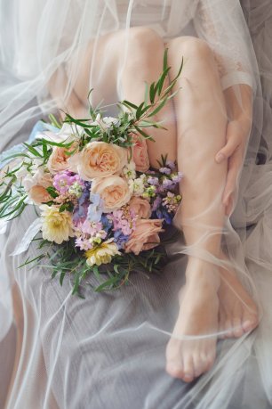 Персиковый букет невесты