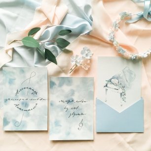 Свадебная полиграфия в серо-голубых тонах