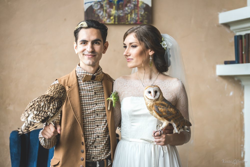 Чудесные совы для свадебной фотосессии