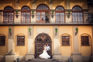 Фото молодожен на фоне замка