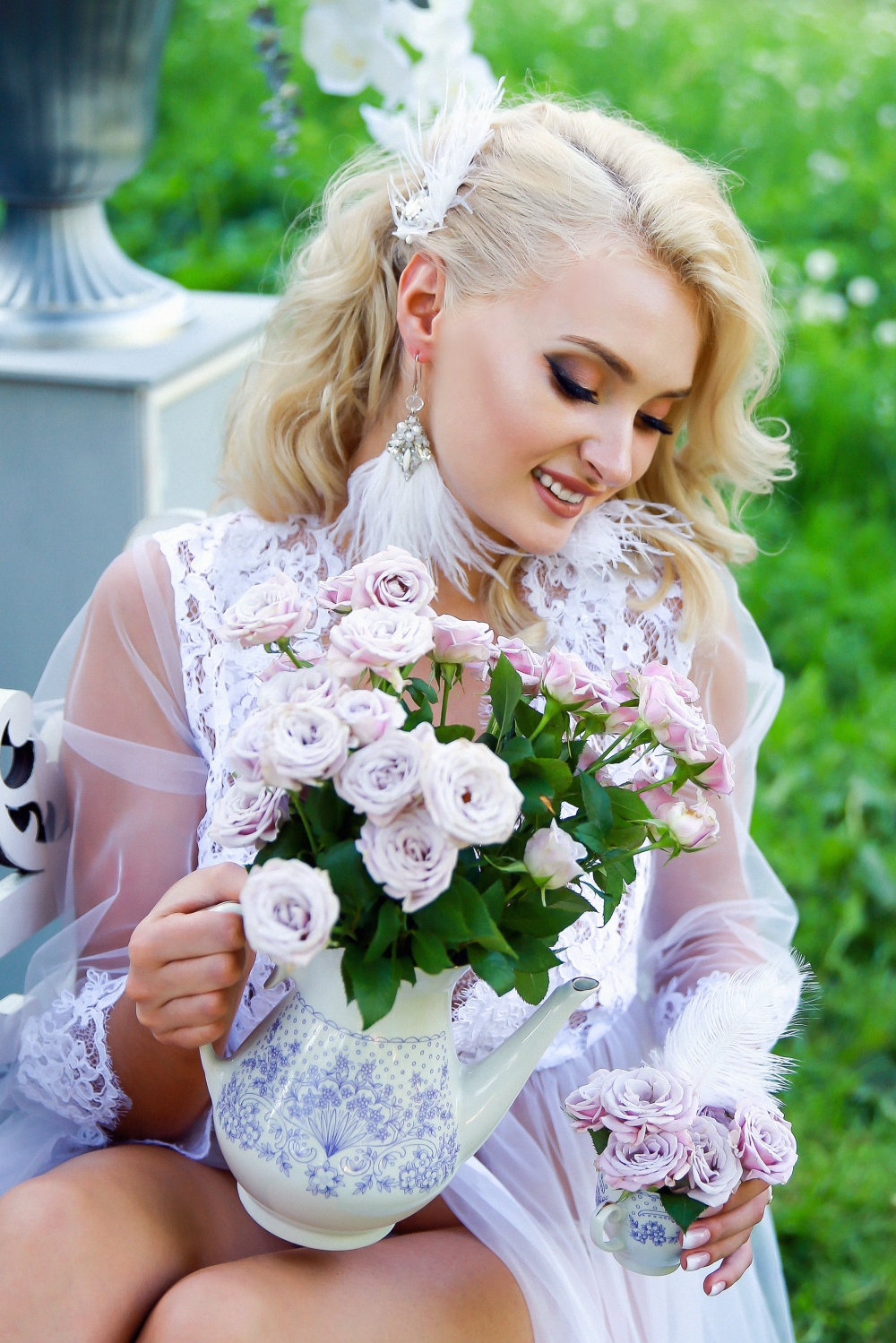 утро невесты в саду