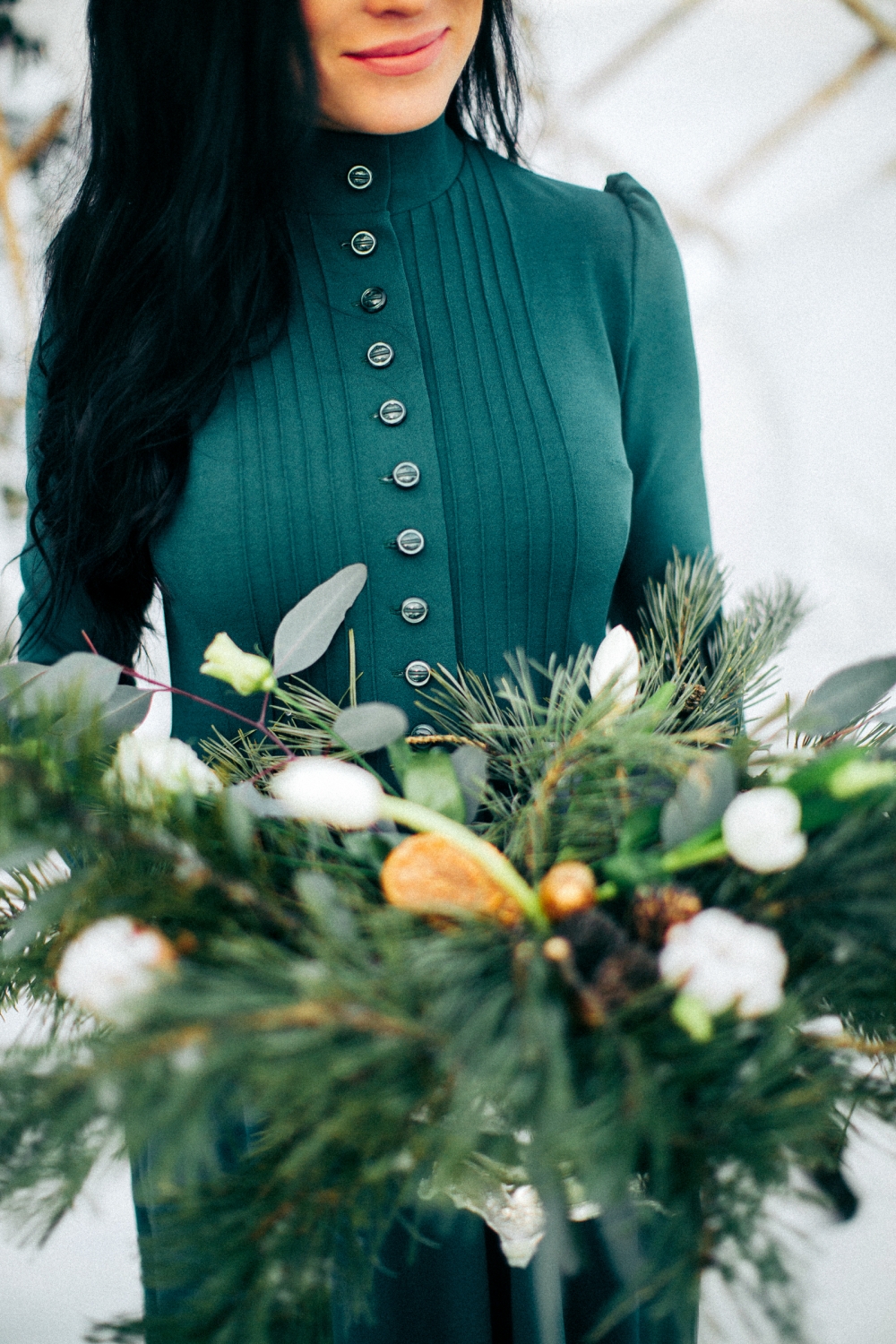 Зимняя свадьба. Зима.   Декор. Свадебный декор. Зимний букет. Еловый букет. Букет из елки. 